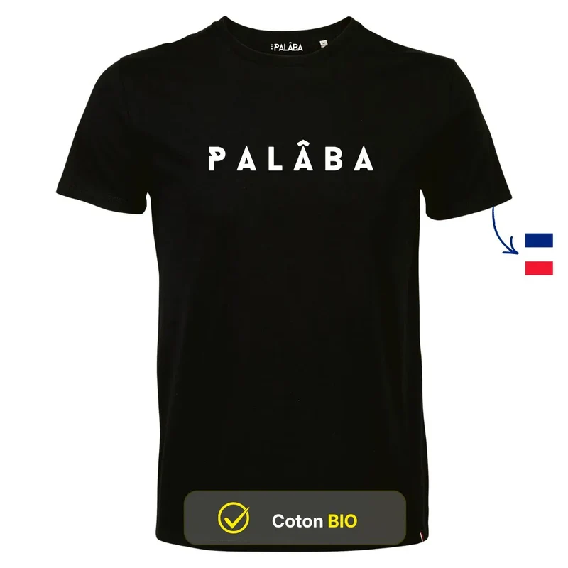 Tshirt noir Jersey coton bio imprimé