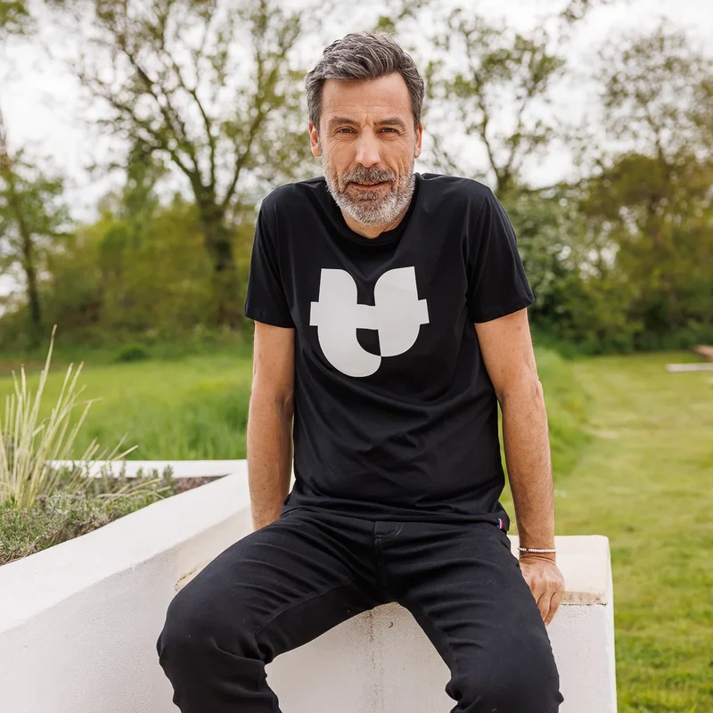 Tshirt noir imprimé coton bio
