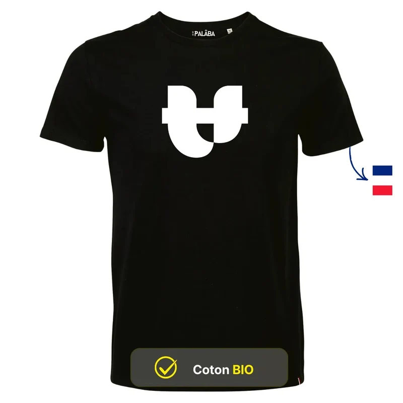 Tshirt noir imprimé coton bio