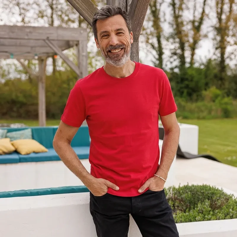 Tee shirt rouge uni manche courte