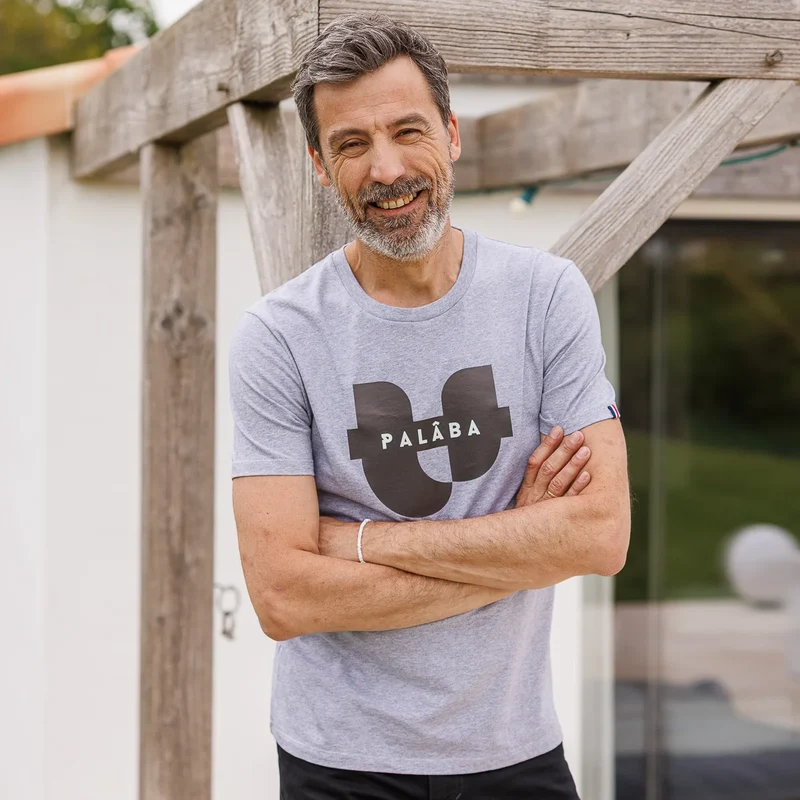 Tee shirt gris col rond coton 100% bio