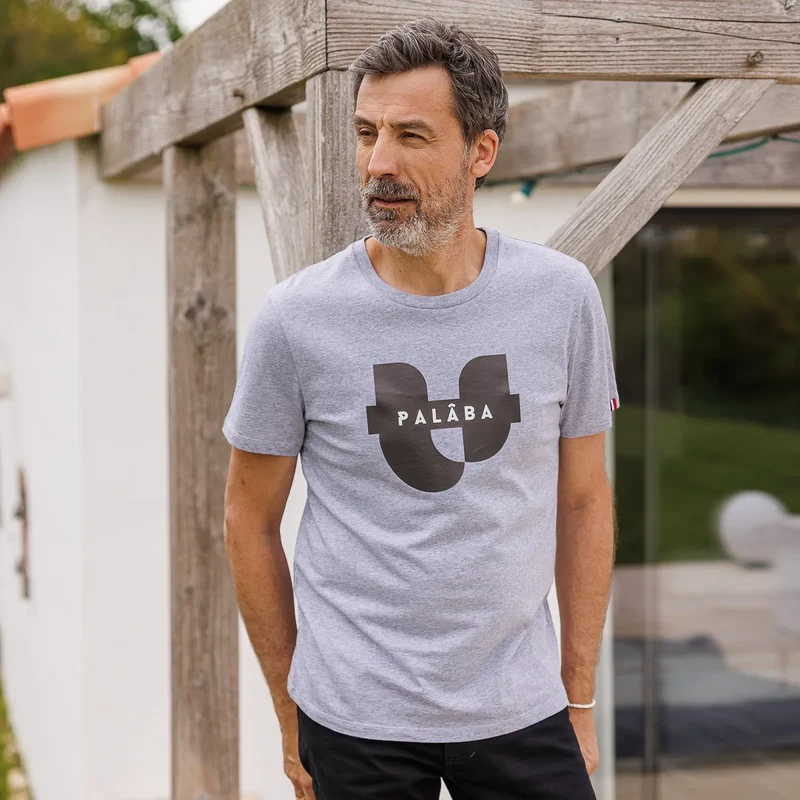 Tee shirt gris col rond coton 100% bio