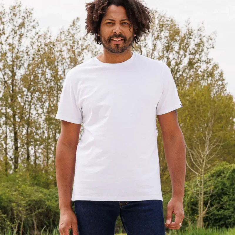T-shirt uni col rond en jersey - Blanc