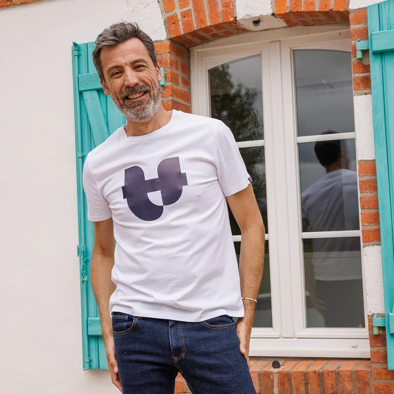 T-shirt blanc col rond Jersey imprimé