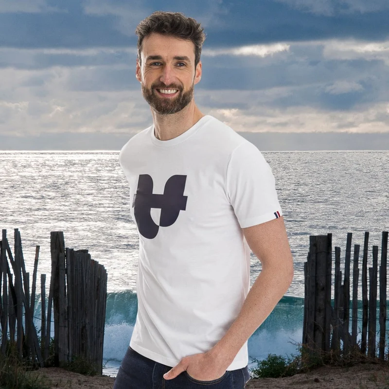 T-shirt blanc col rond Jersey imprimé