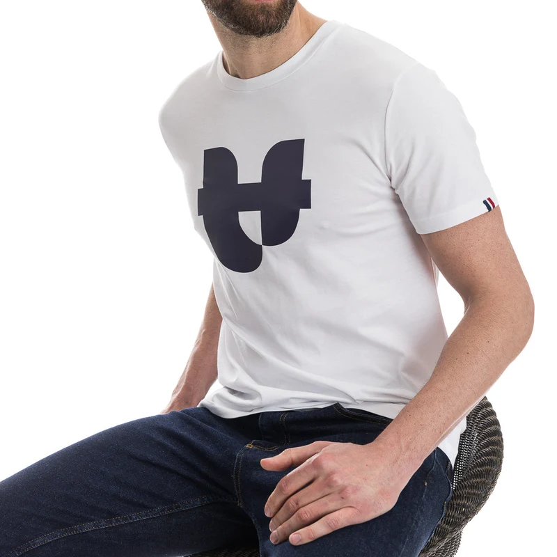 T-shirt blanc col rond Jersey imprimé