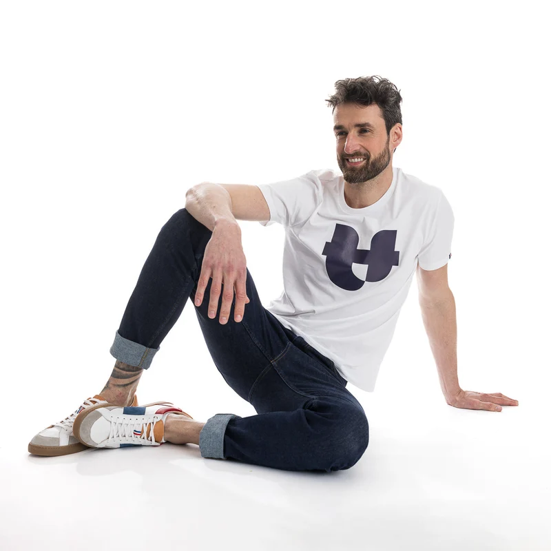 T-shirt blanc col rond Jersey imprimé