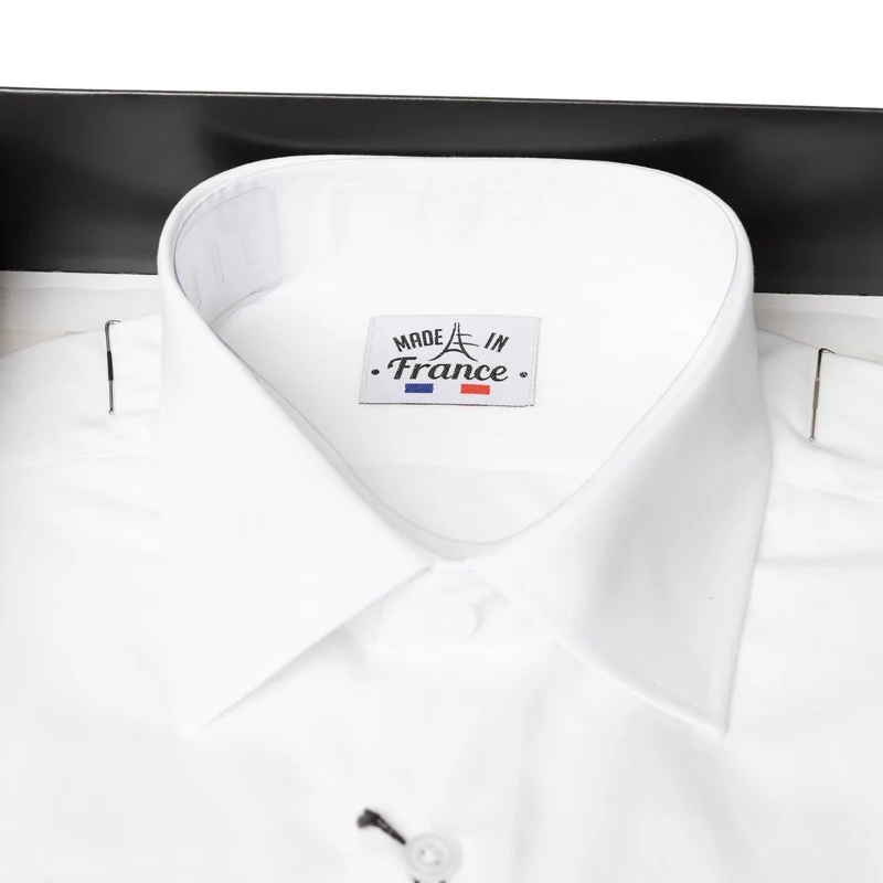 Chemise popeline coton blanche col italien