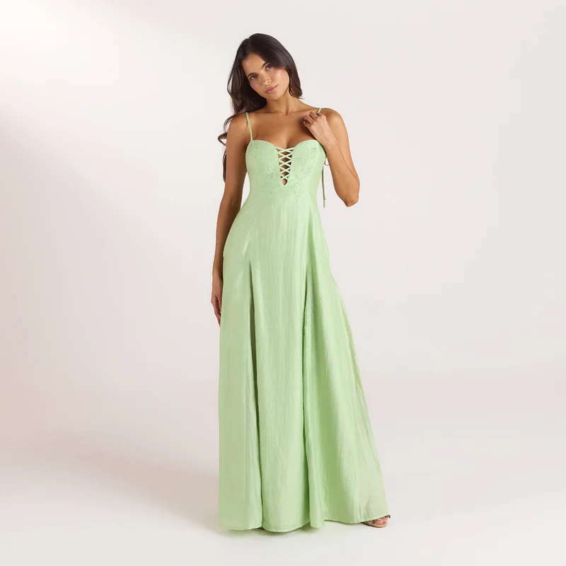 Robe Maxi Brodée - Vert