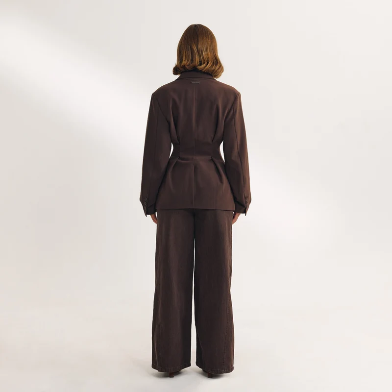 Blazer à Manches Oversize - Chocolat