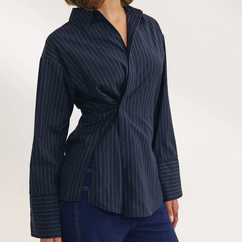 T-shirt Asymétrique - Rayures Bleu Marine