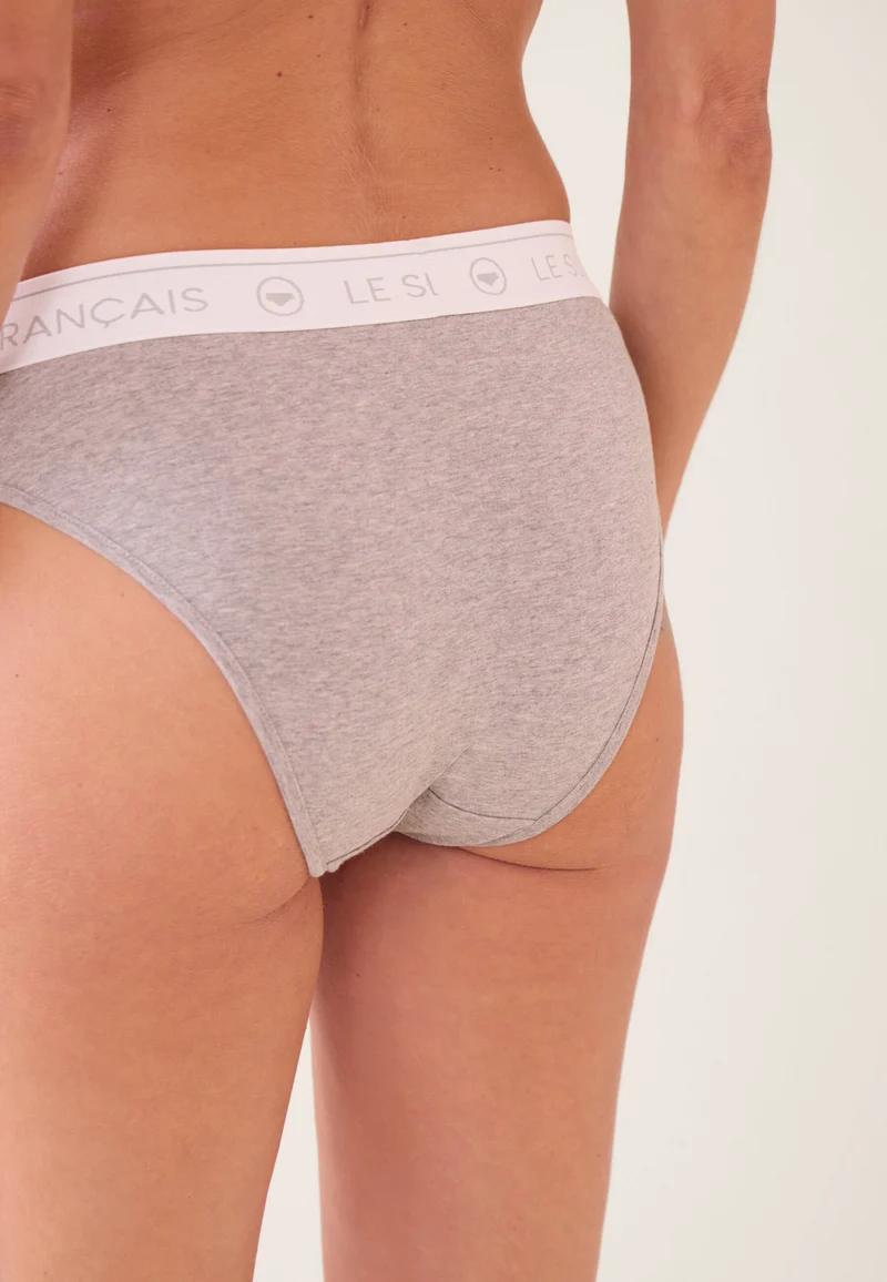 Lot de 3 culottes en coton - Culottes Marine Blanc Gris Chiné