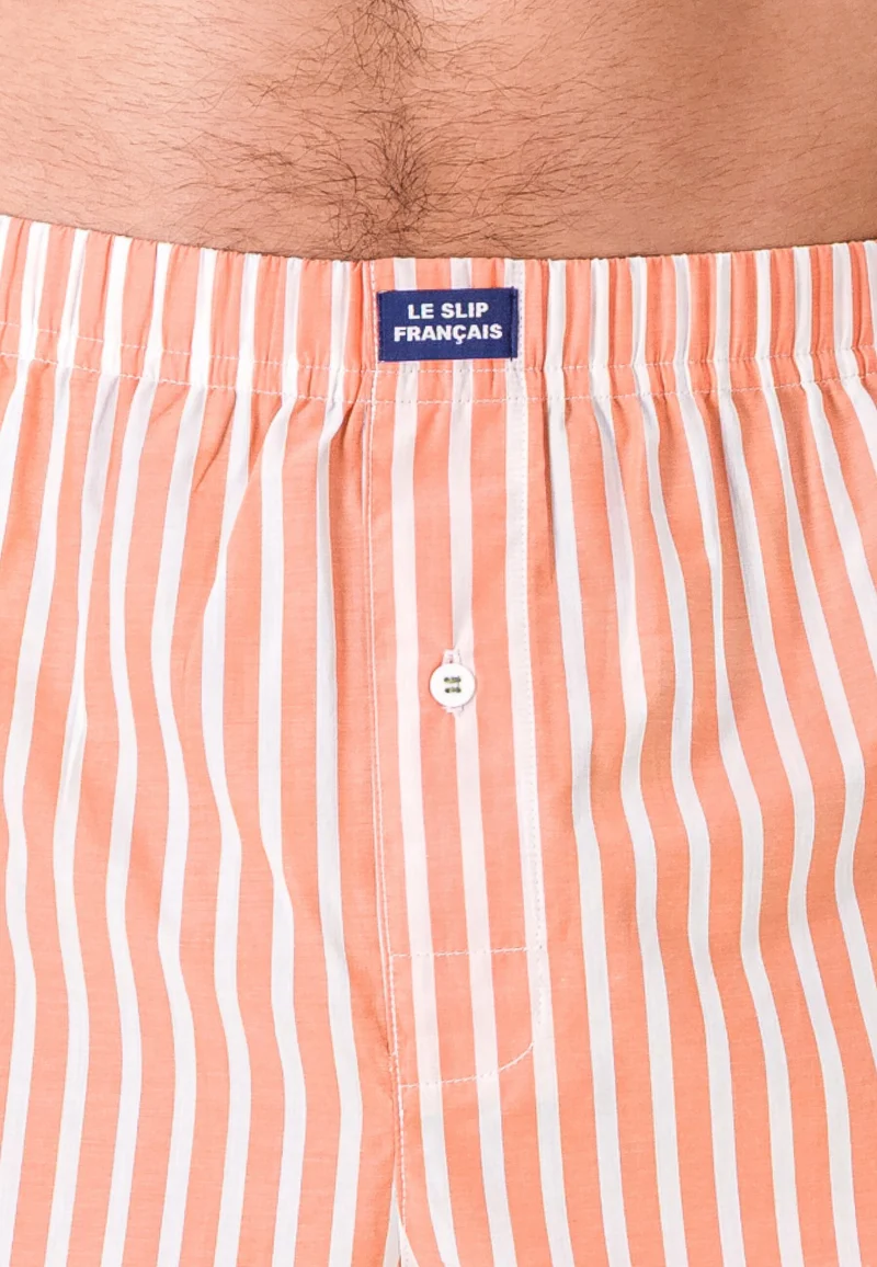 Caleçon à rayures orange en coton - Jacques Sens Orange Pur