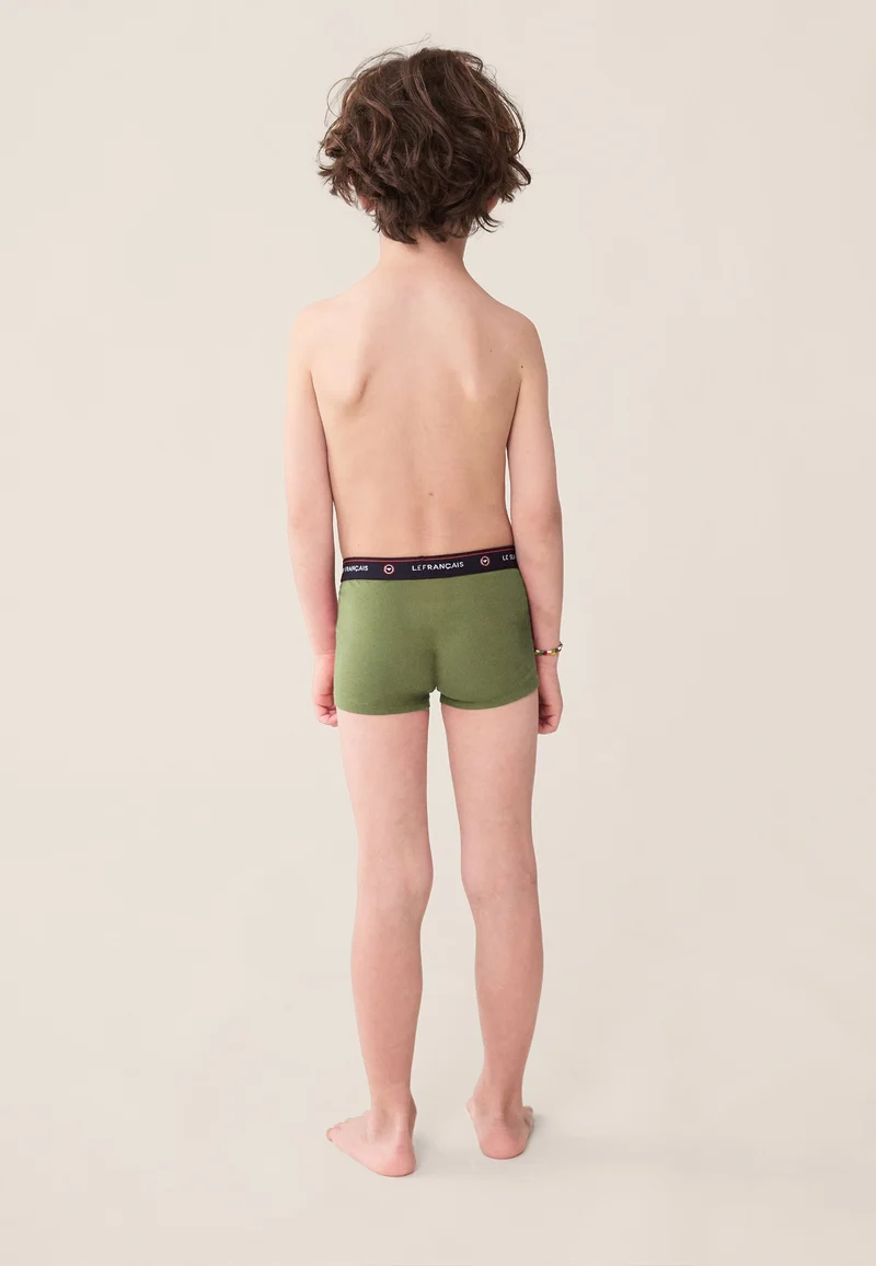 Boxer enfant vert en coton - Petit Joseph Kaki Veronese