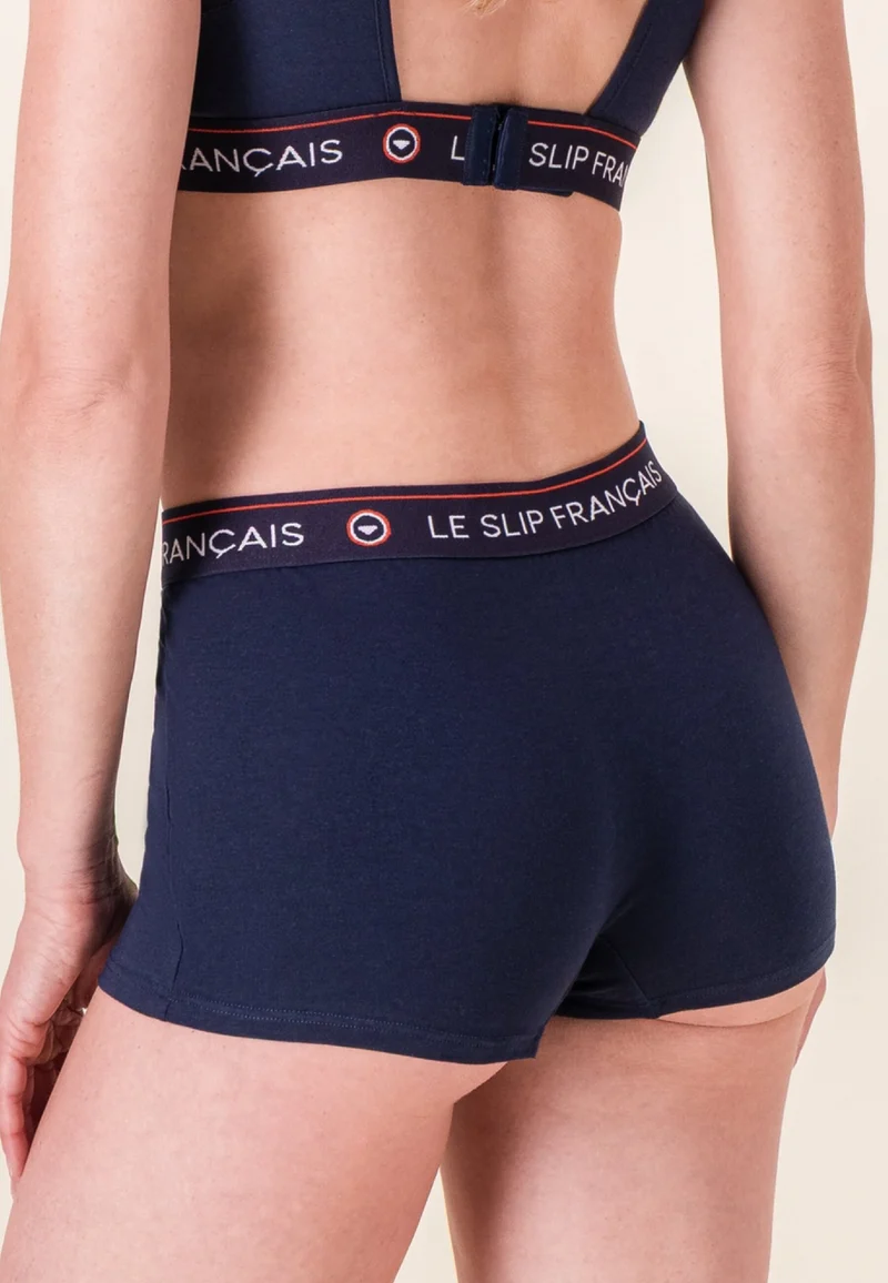Lot de 2 culottes boxers femme en coton - Culottes Boxers Marine