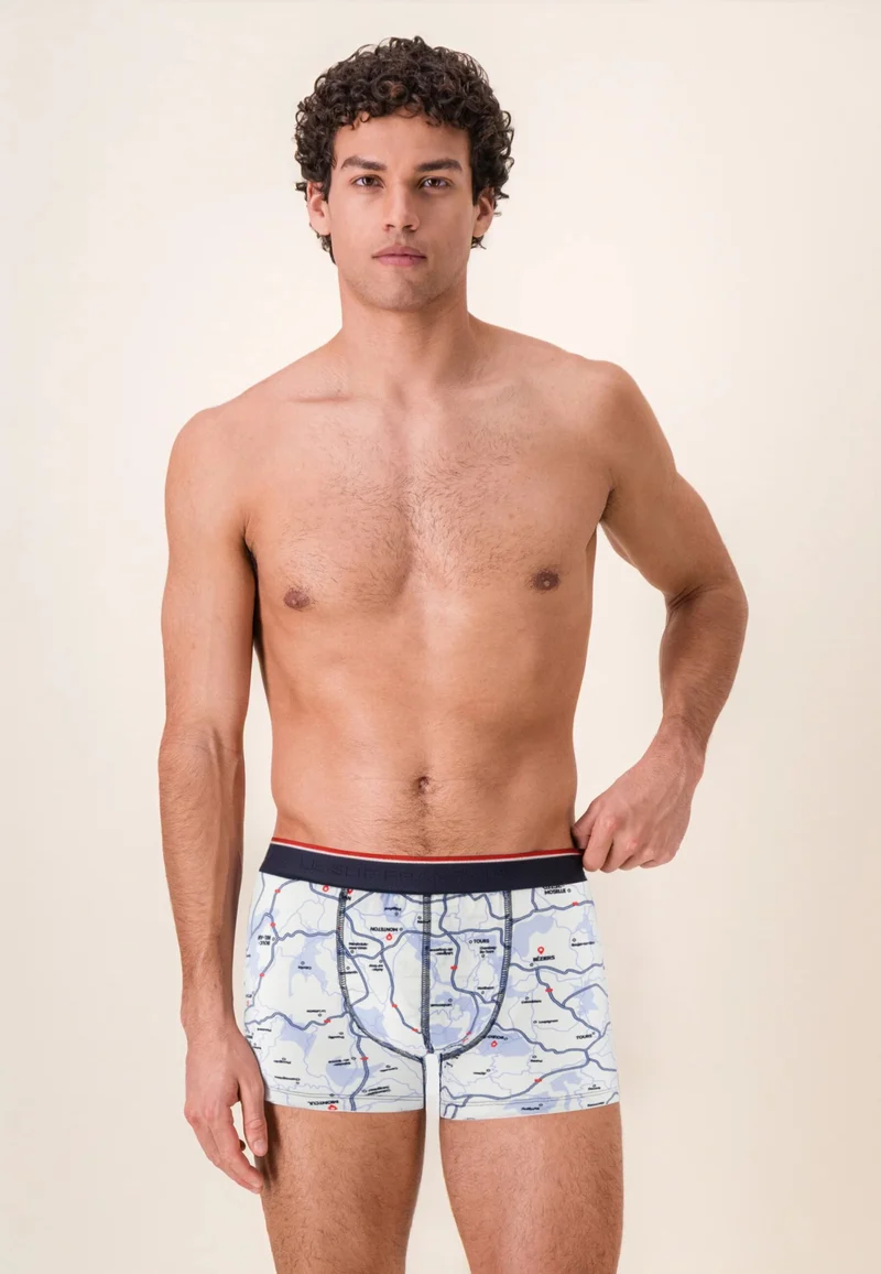 Boxer blanc à motifs français en coton - Marius La France En Slip
