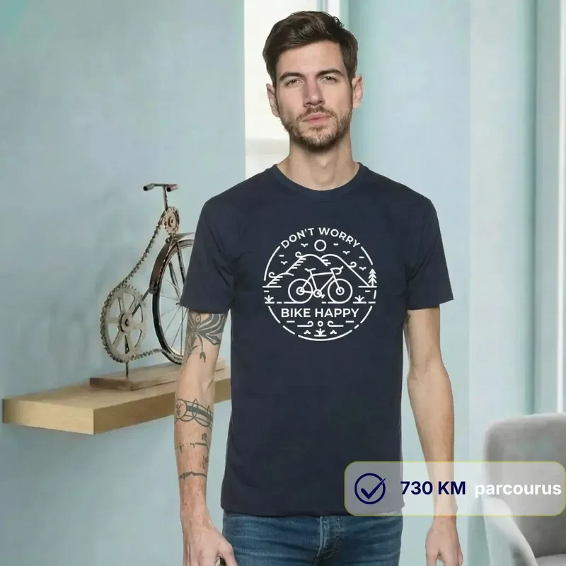 T-shirt Homme bleu | Don't worry Bike Happy