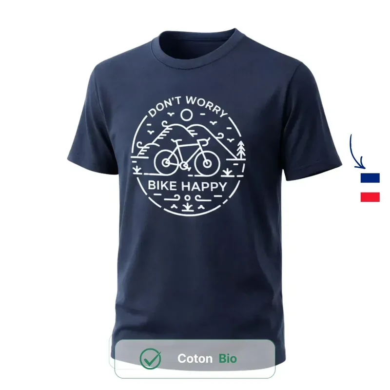 T-shirt Homme bleu | Don't worry Bike Happy