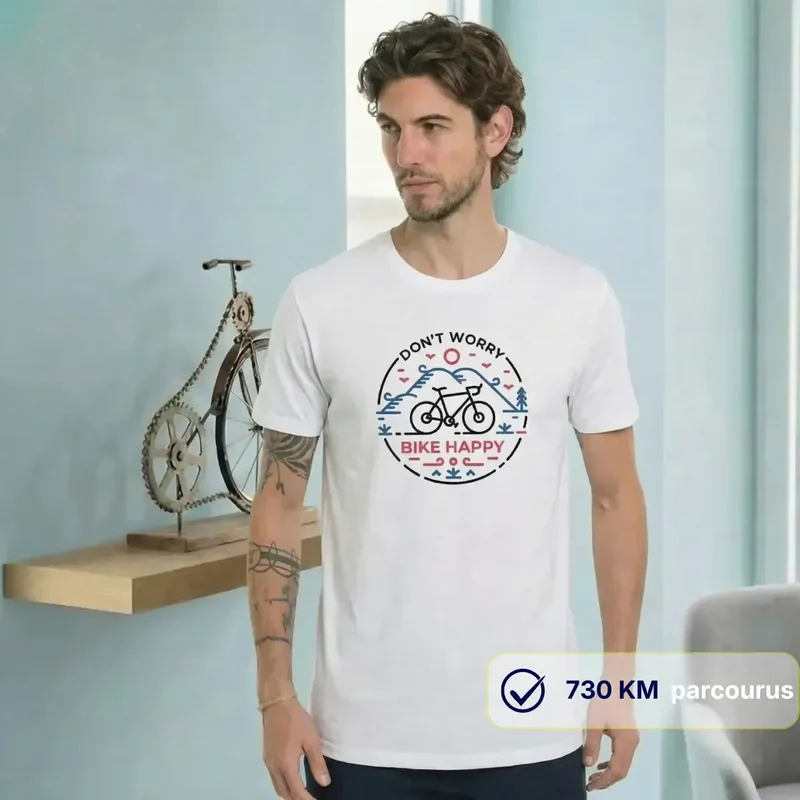 T-shirt Homme blanc | Don't worry Bike Happy