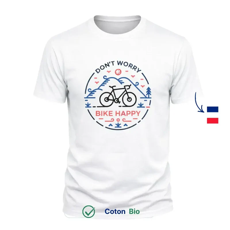 T-shirt Homme blanc | Don't worry Bike Happy