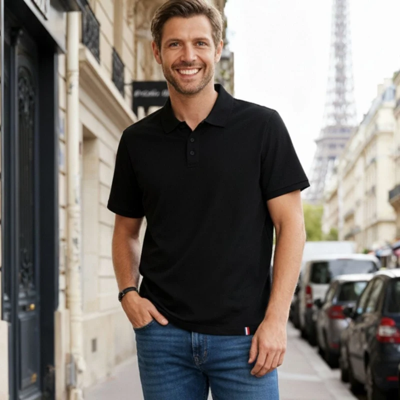 Polo noir homme