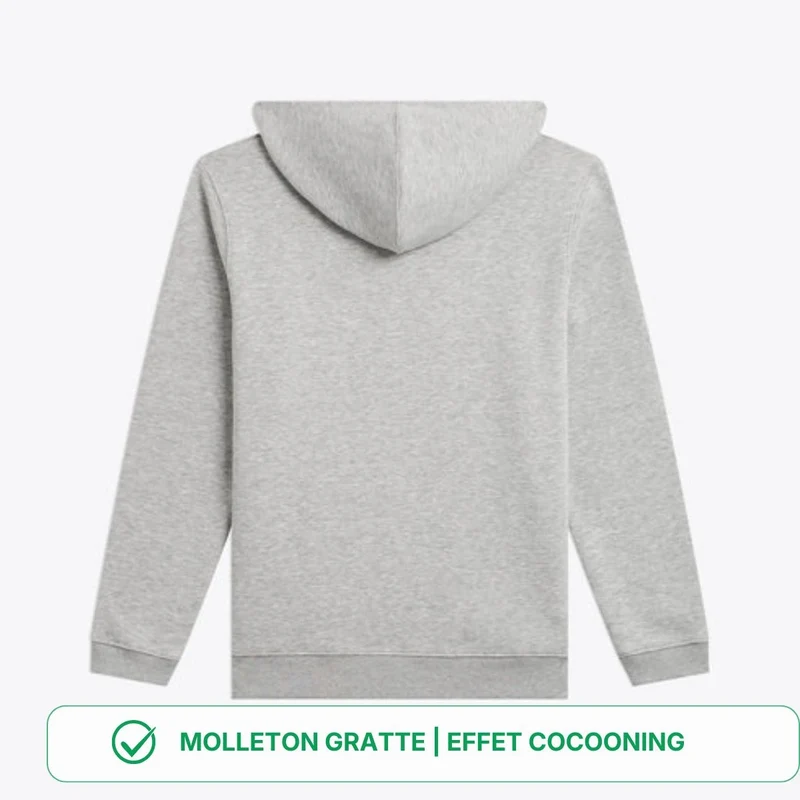 Sweat capuche Gris molleton gratté 300 g