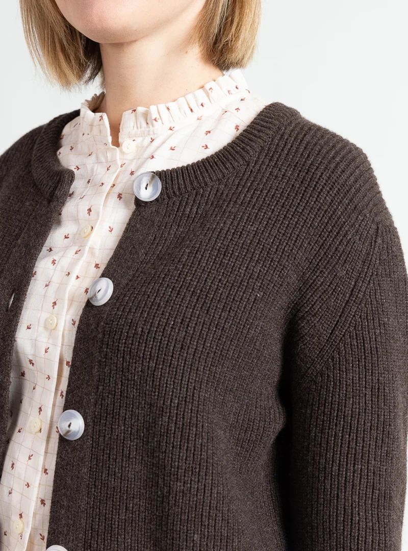 Cardigan femme en laine extrafine mérinos marron