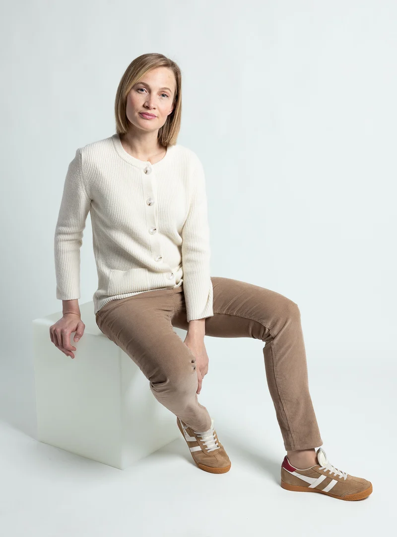 Cardigan femme en laine extrafine mérinos blanc naturel