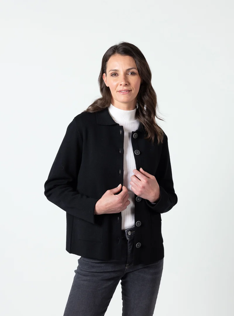 Veste femme laine mérinos noir