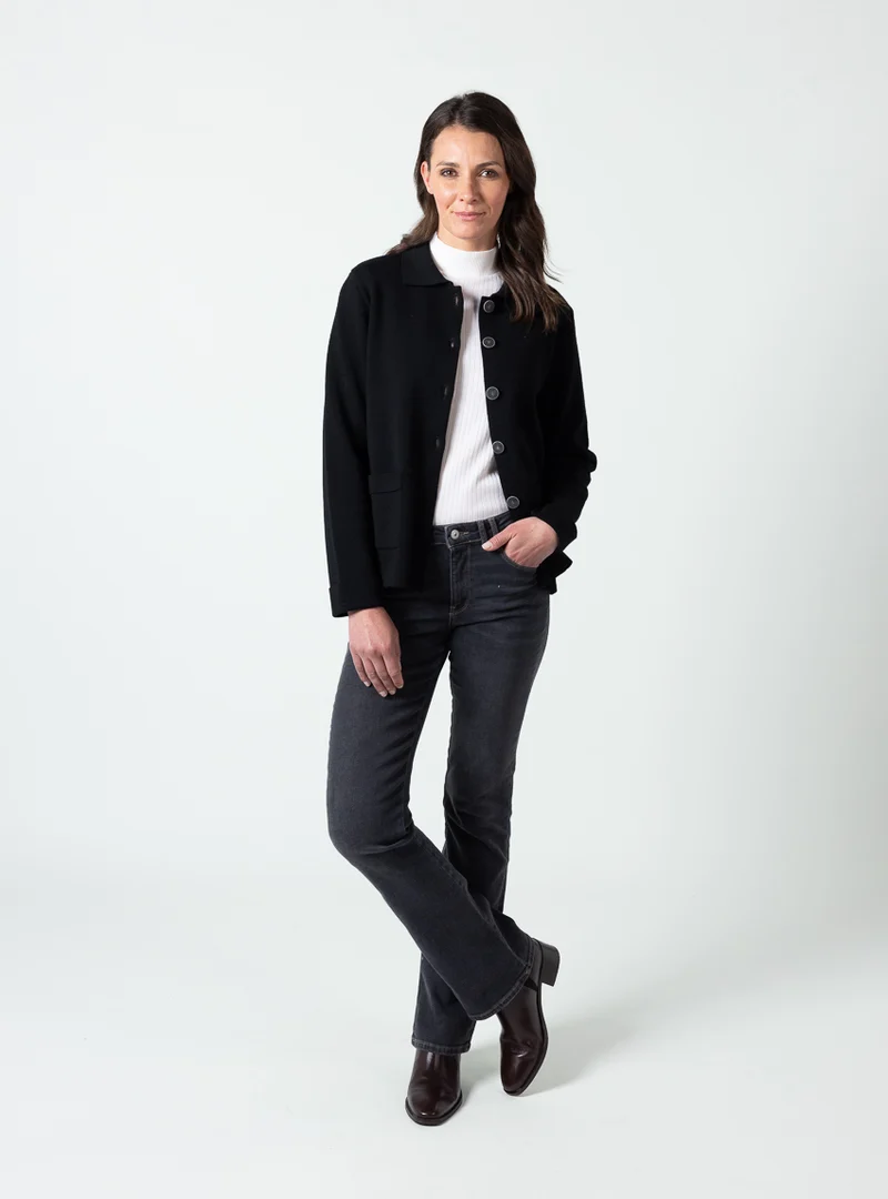 Veste femme laine mérinos noir