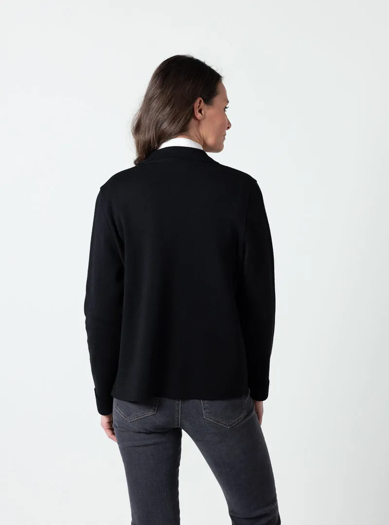Veste femme laine mérinos noir