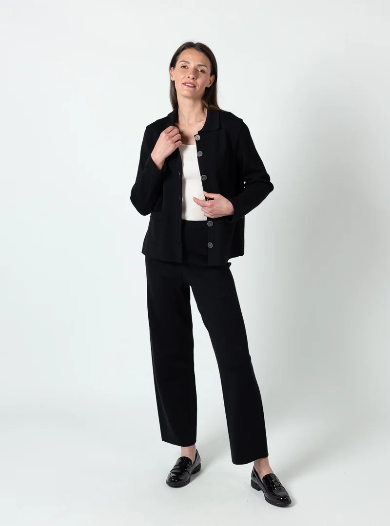 Veste femme laine mérinos noir