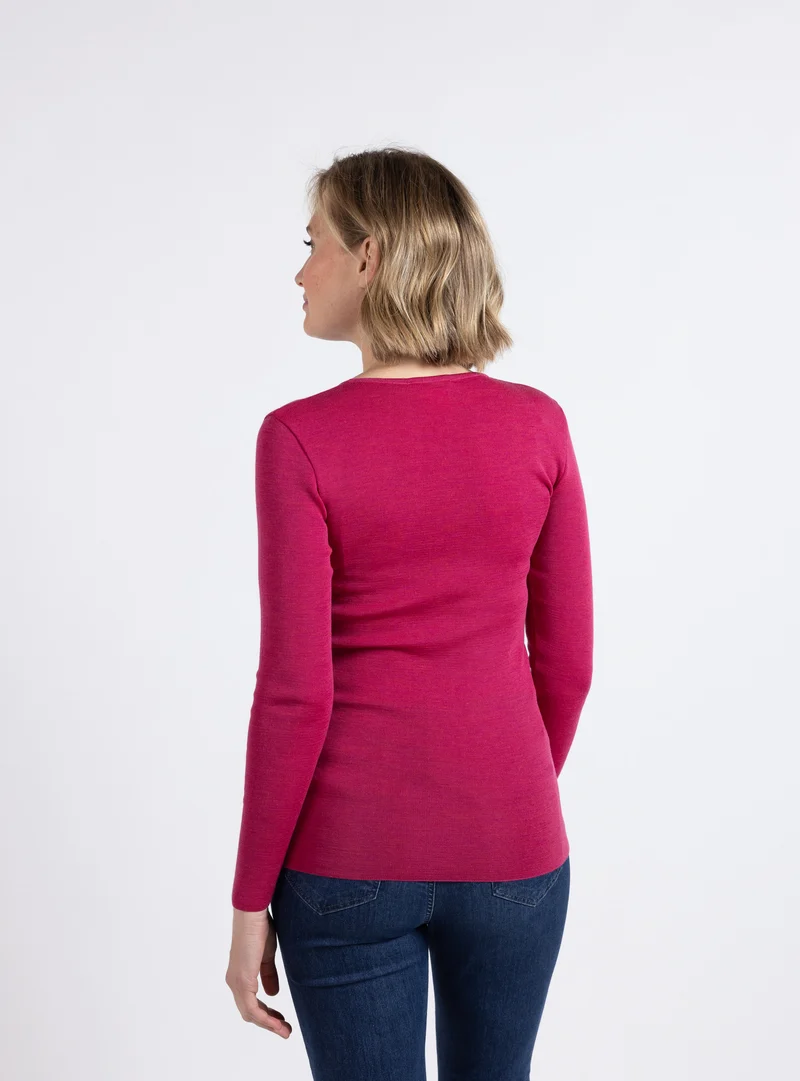 Tee-shirt thermique femme manches longues rose geranium