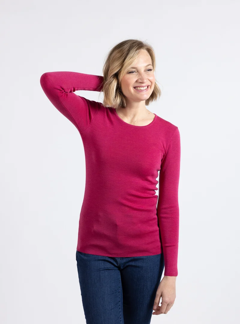 Tee-shirt thermique femme manches longues rose geranium