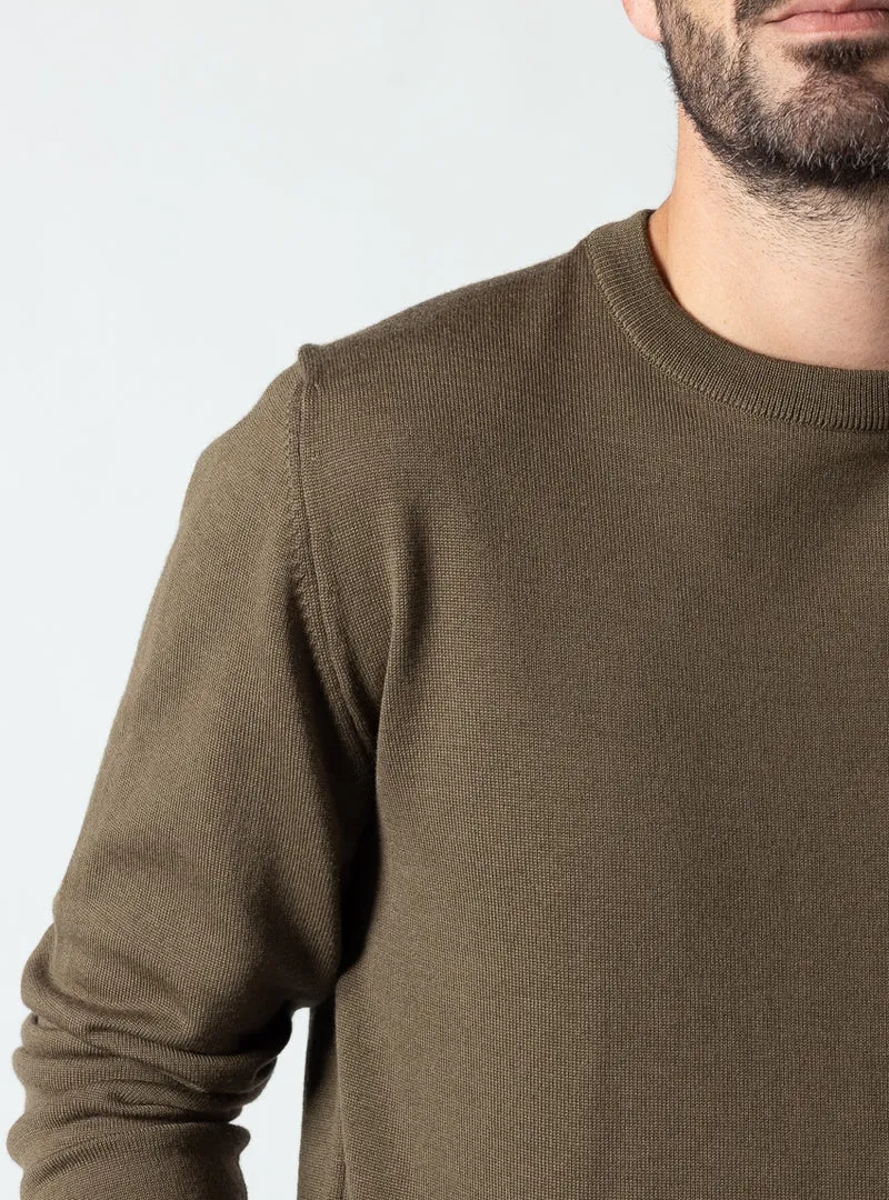 Pull col rond homme en laine merinos vert jonc