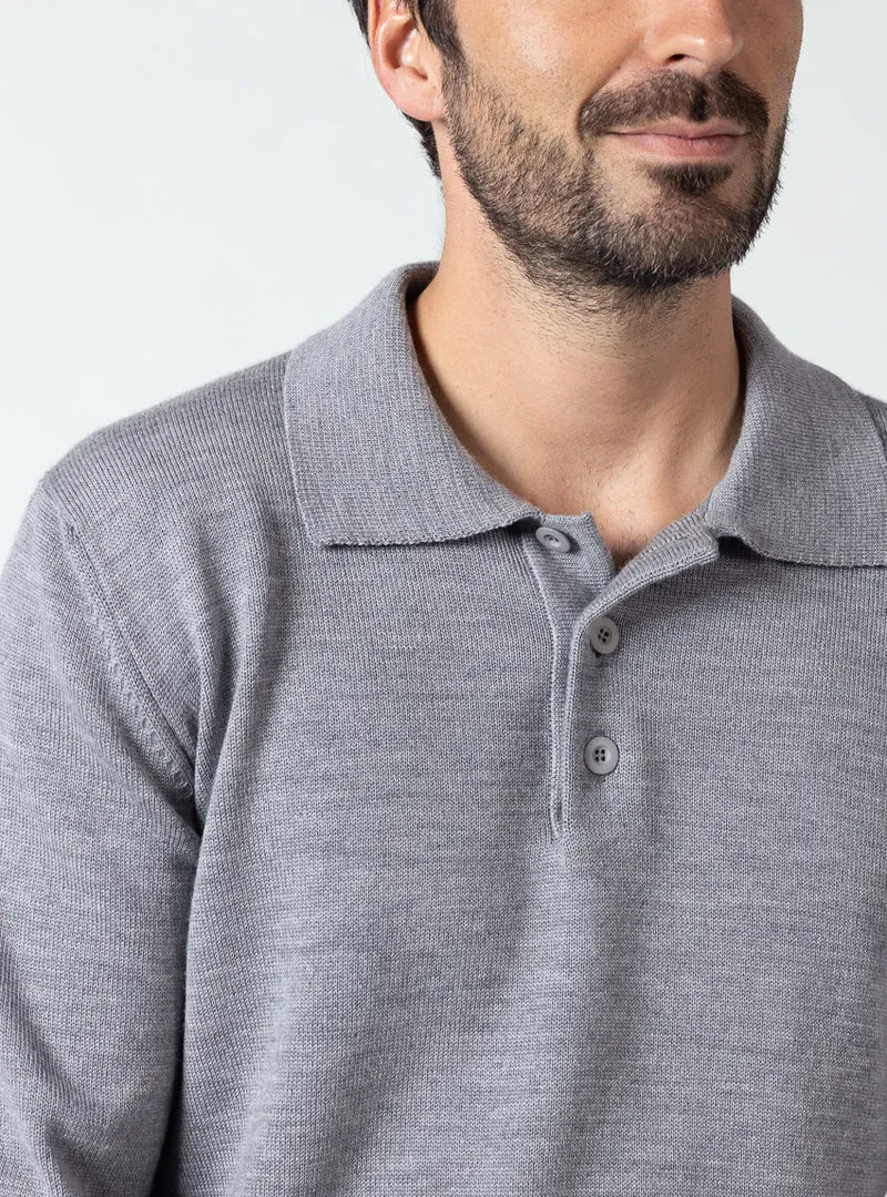 Pull col polo homme gris léger