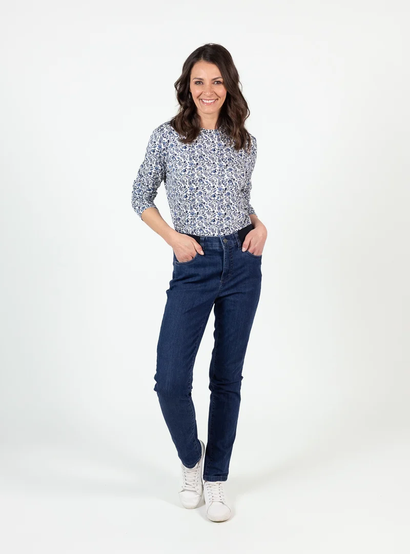 Tee-shirt femme col montant en viscose bleu