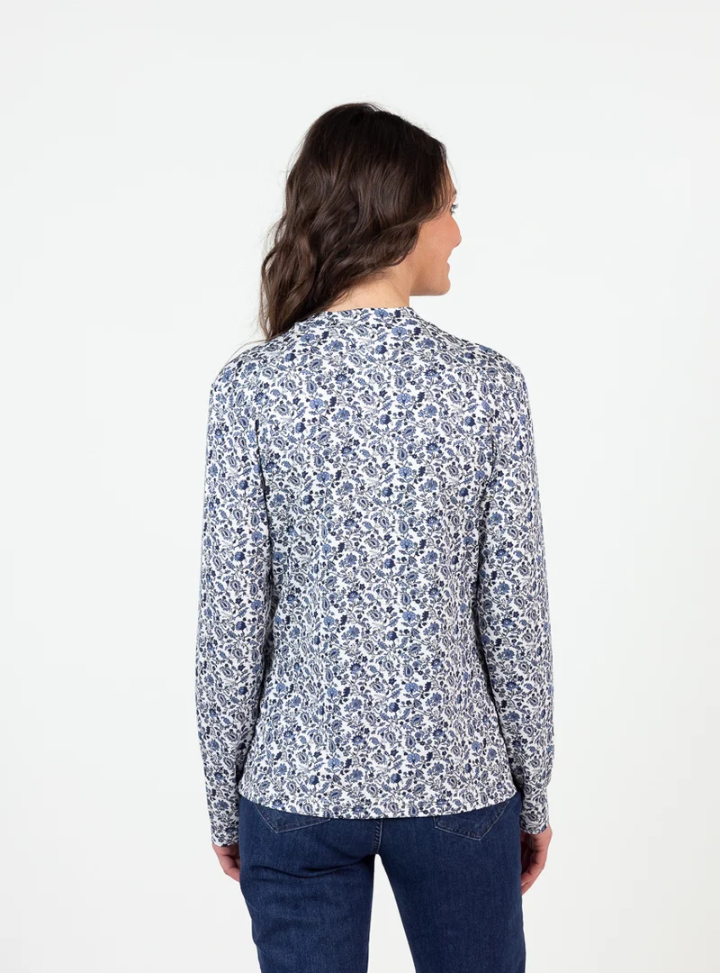 Tee-shirt femme col montant en viscose bleu