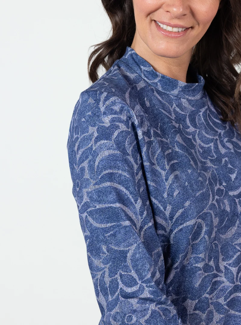 Tee-shirt femme coton maille jersey col montant