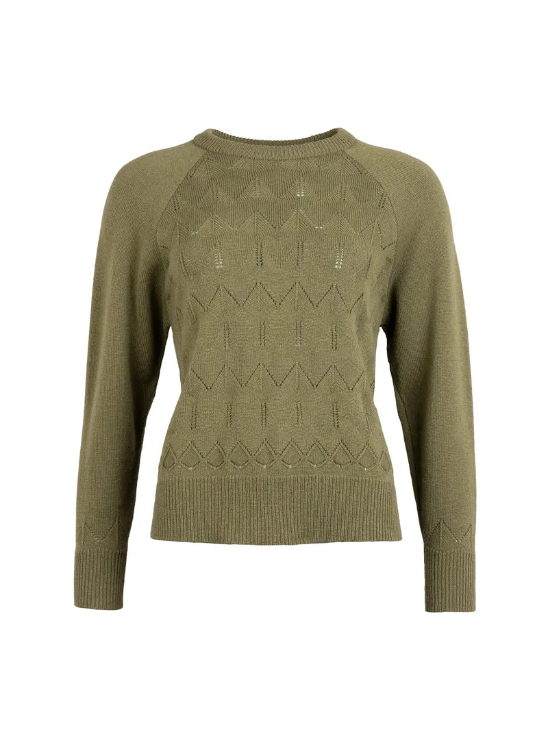 Pull femme laine extrafine mérinos et cachemire vert kaki