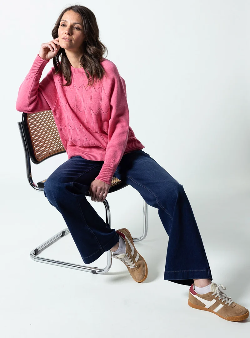 Pull femme laine extrafine mérinos et cachemire rose