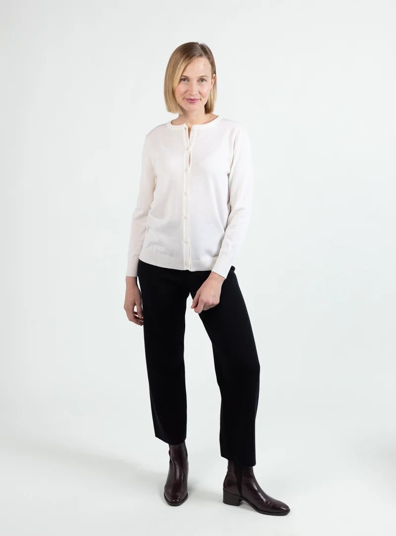 Cardigan femme en laine mérinos blanc naturel