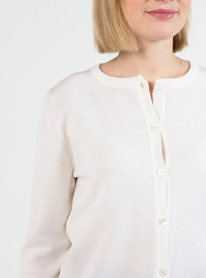 Cardigan femme en laine mérinos blanc naturel