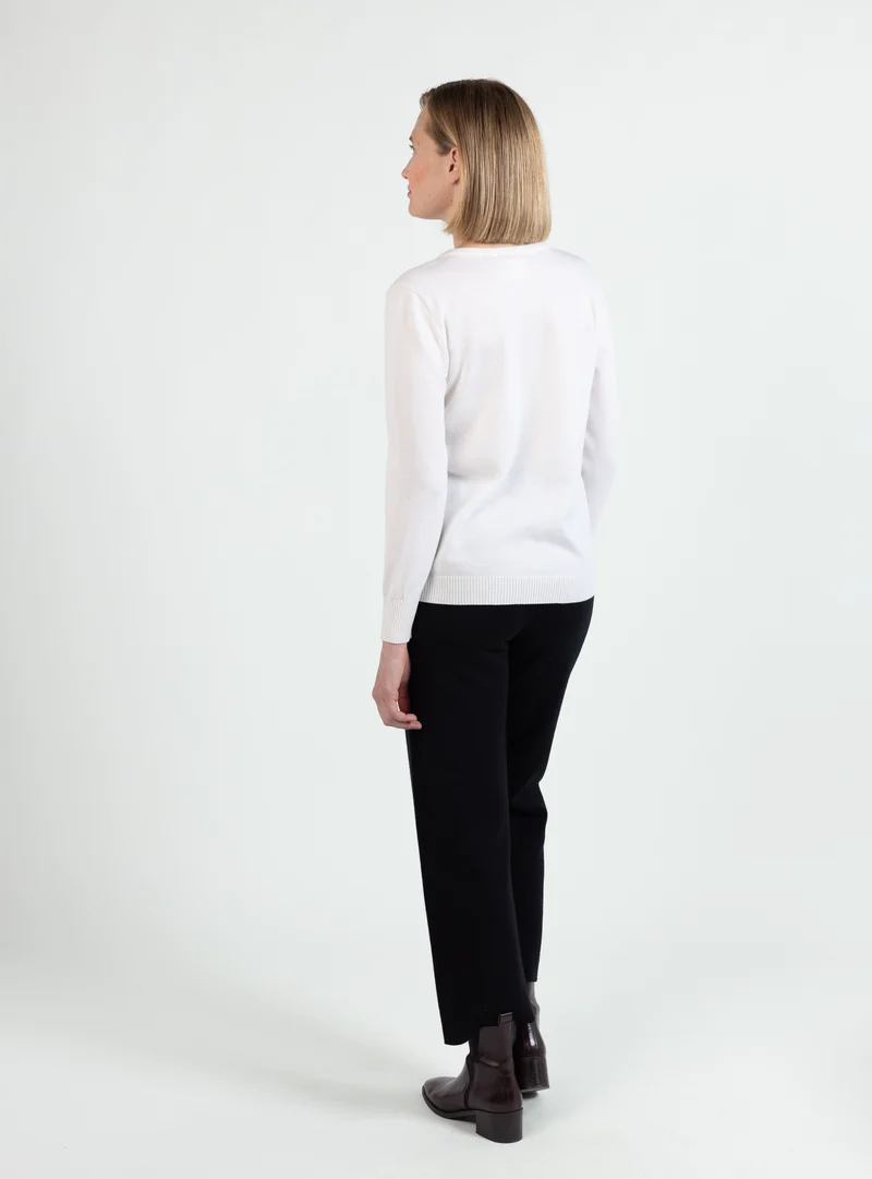 Cardigan femme en laine mérinos blanc naturel