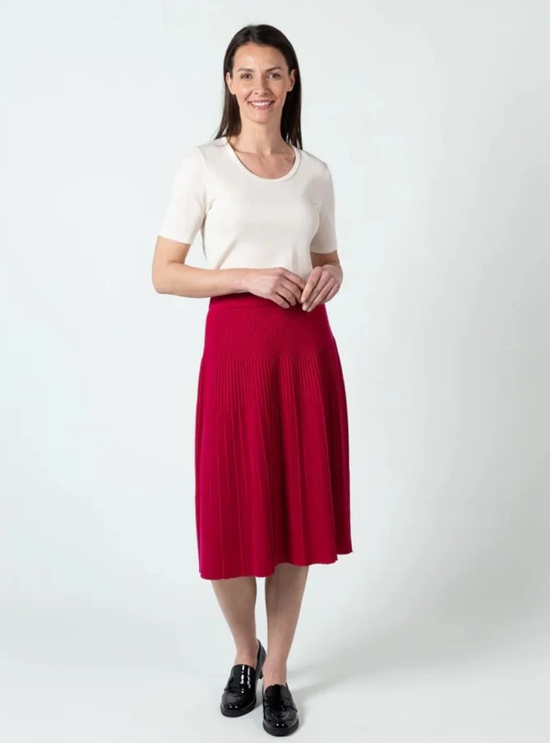 Jupe plissée femme rose rubis
