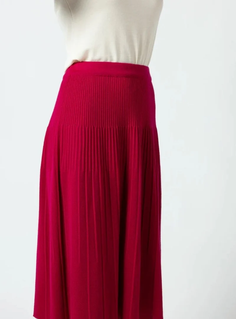 Jupe plissée femme rose rubis