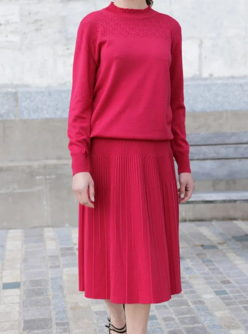 Jupe plissée femme rose rubis