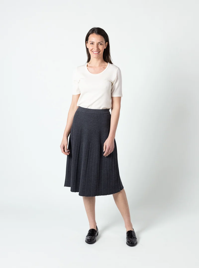 Jupe plissée femme gris anthracite