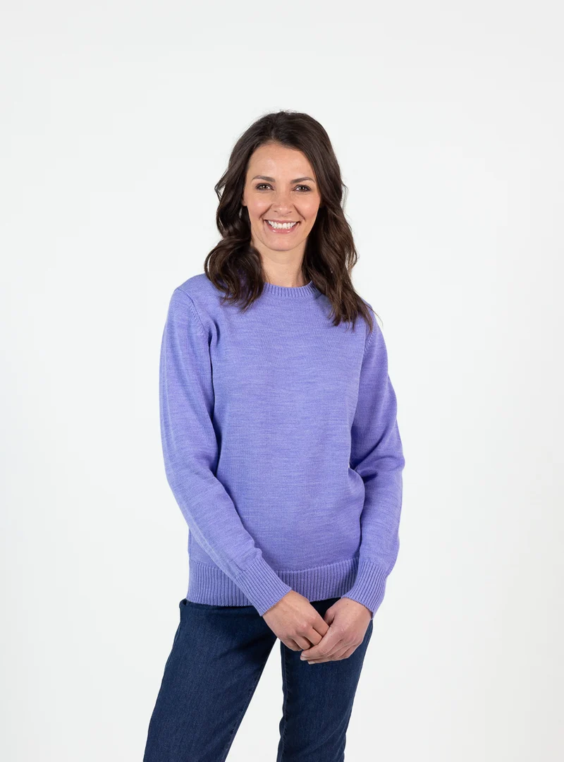 Pull épais femme en laine mérinos violet parme