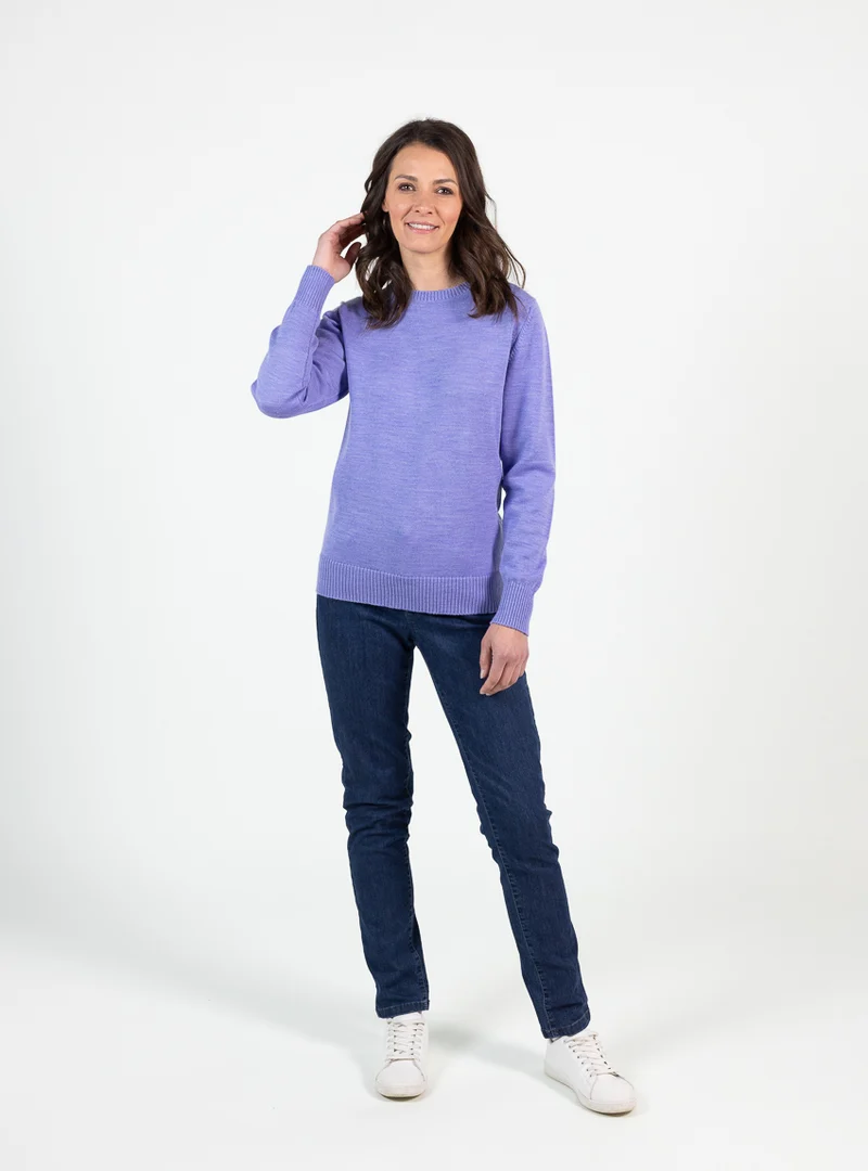 Pull épais femme en laine mérinos violet parme